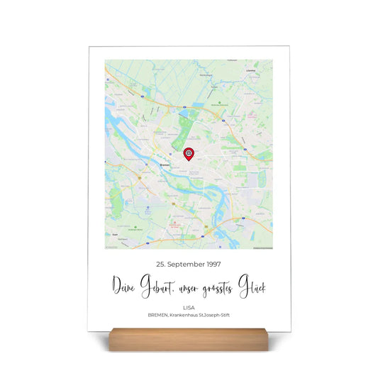 "Deine Geburt" - Personalisierte Acryltafel
