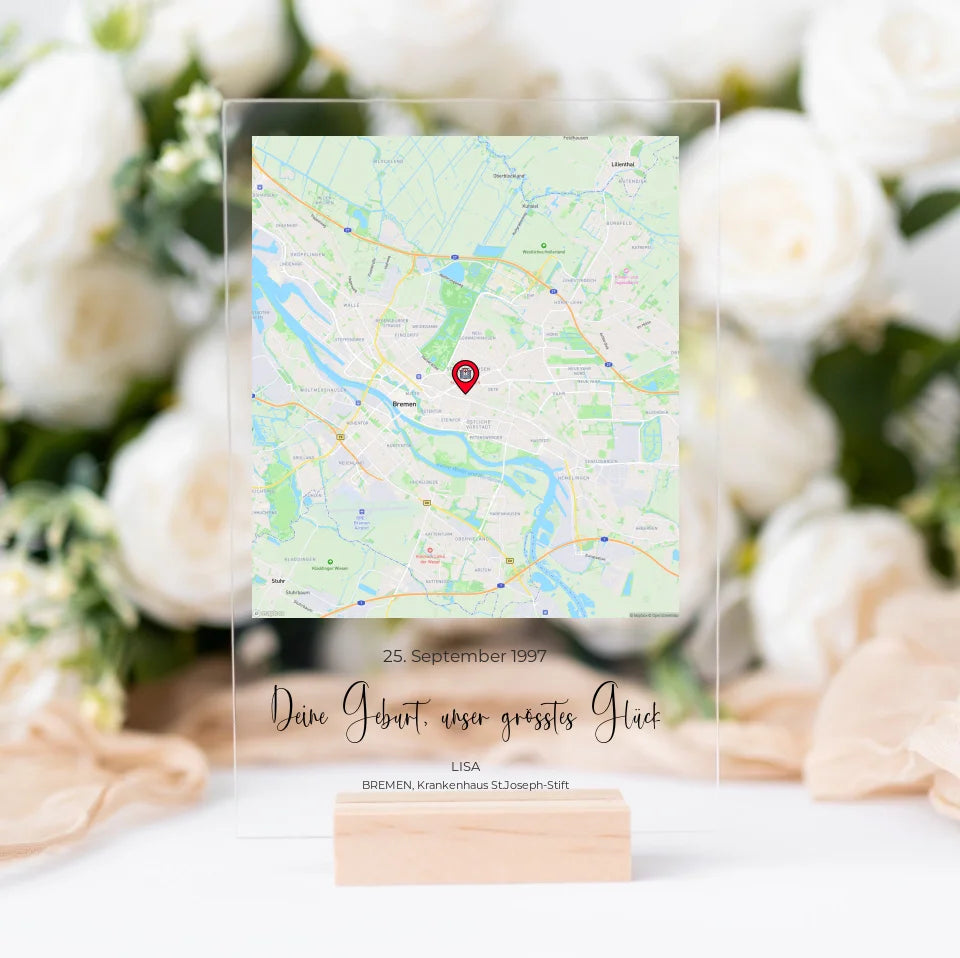 "Deine Geburt" - Personalisierte Acryltafel